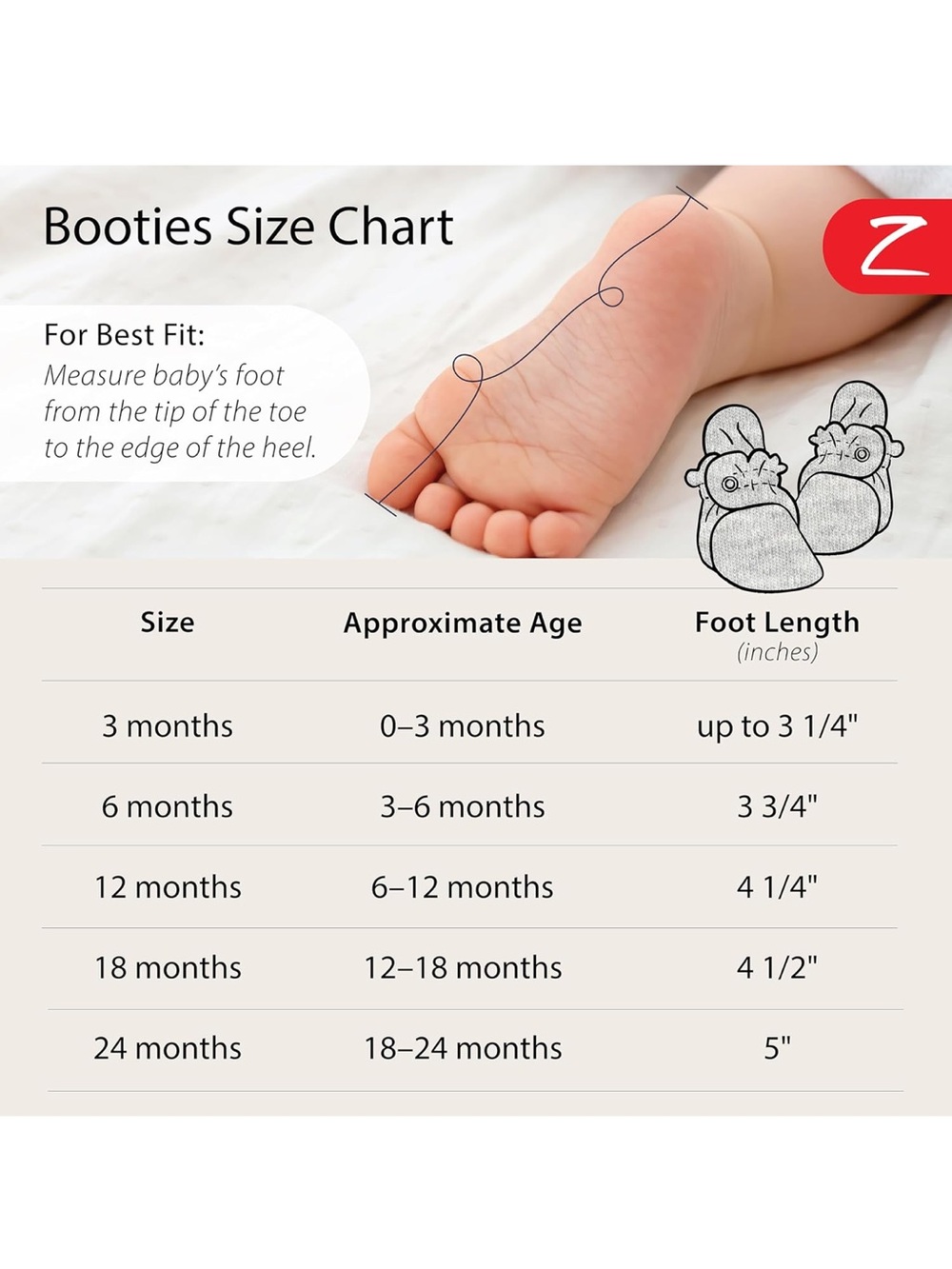 Zutano Organic Cotton Baby Booties Bundle (2 Pairs) 12 Months – Khaki & Gray - Picture 11 of 11